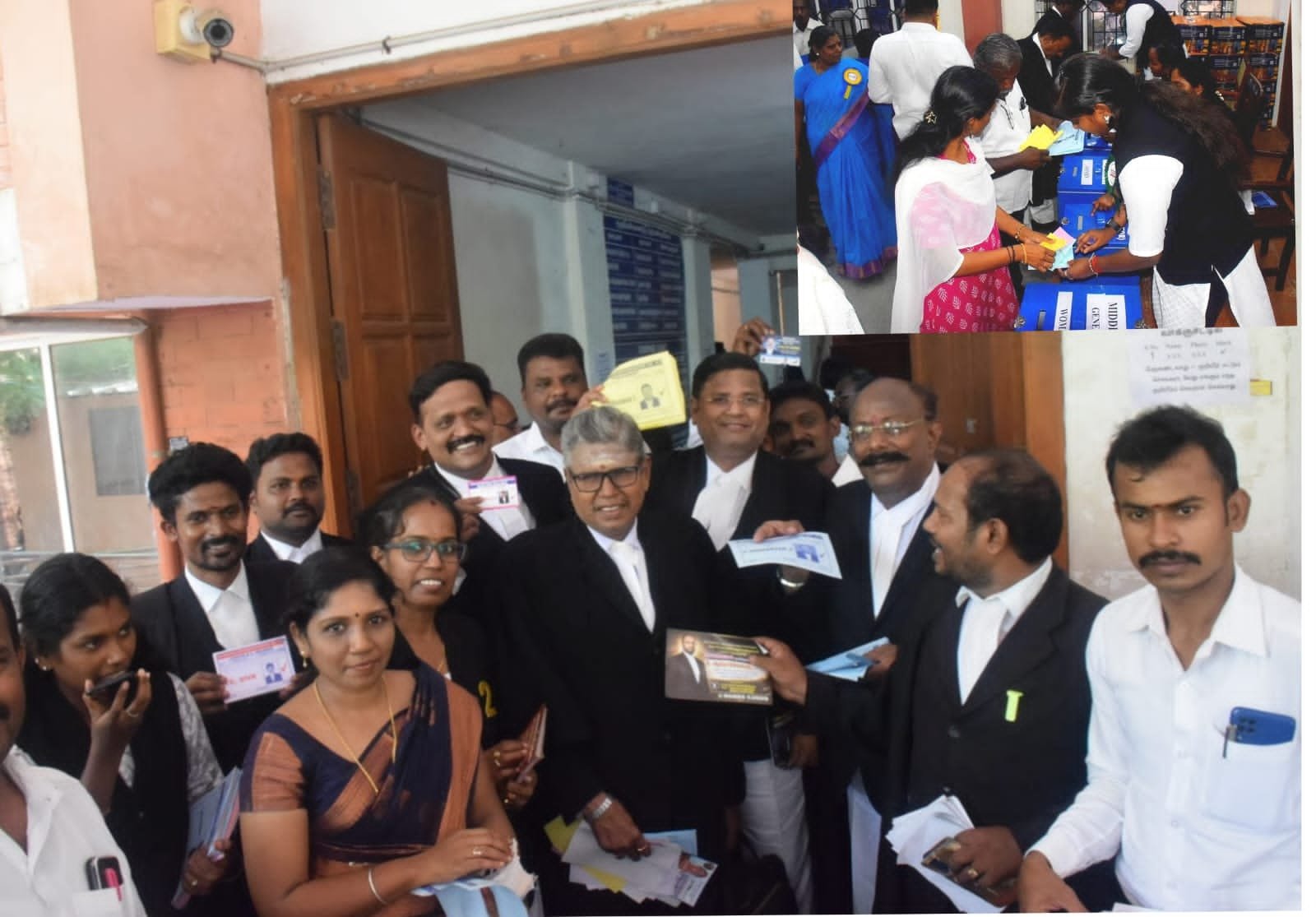 திருச்சி நீதிமன்றத்தில் இன்று மிகுந்த பரபரப்புடன் நடந்த வழக்கறிஞர் சங்கத் தேர்தல்.